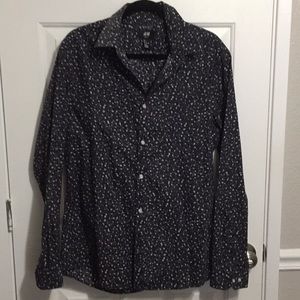 Patterned Long Sleeve Button Up Polo